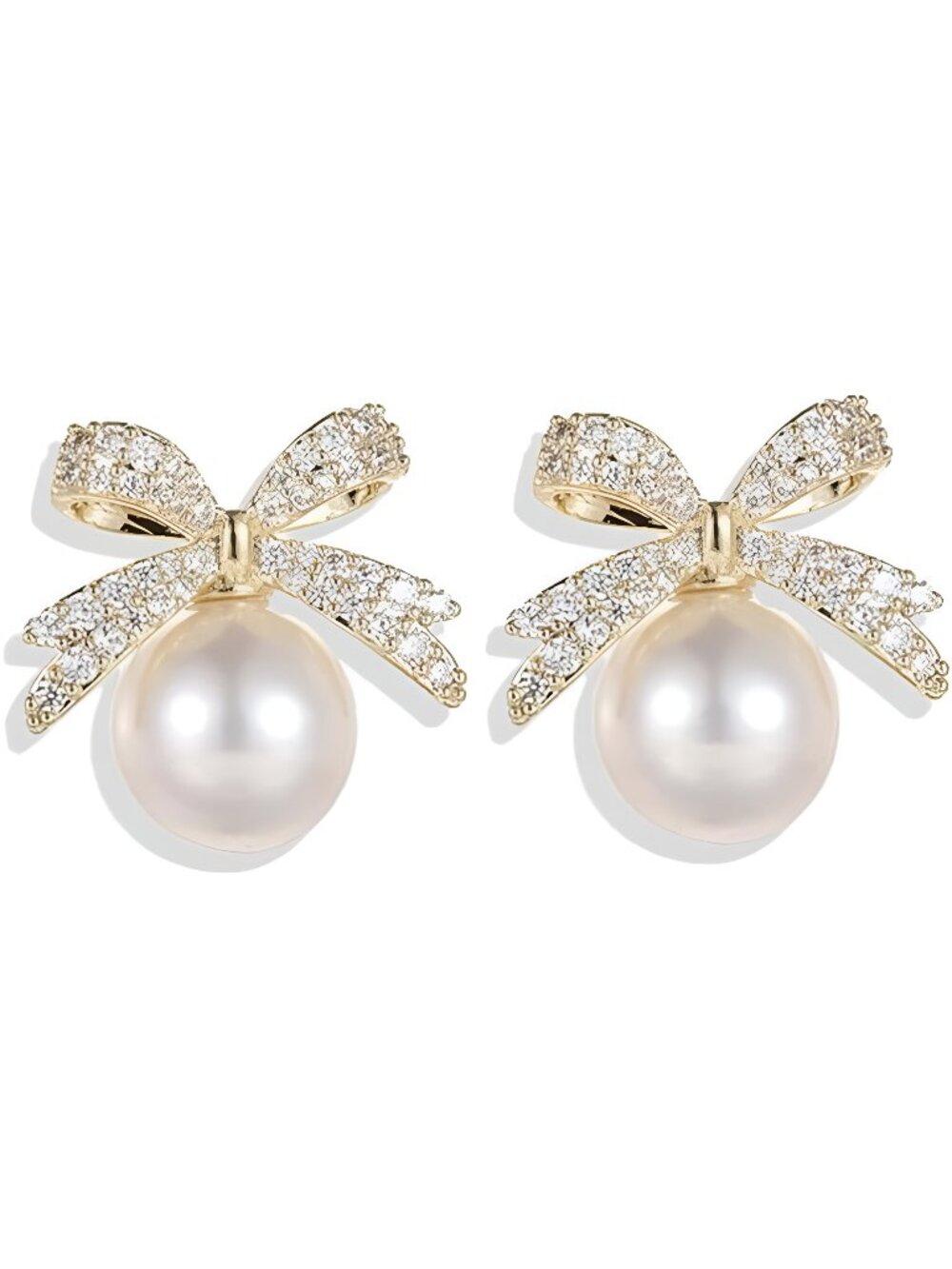 Pearl Bow Earrings for Women Coquette Aesthetic Jewelry Rhinestone Bow Earrings